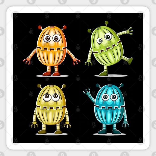 Monster funny set Magnet by Mako Design 